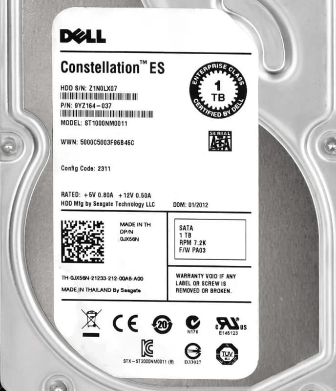 Жесткий диск Dell 9YZ164-037 1Tb SATAIII 3,5" HDD