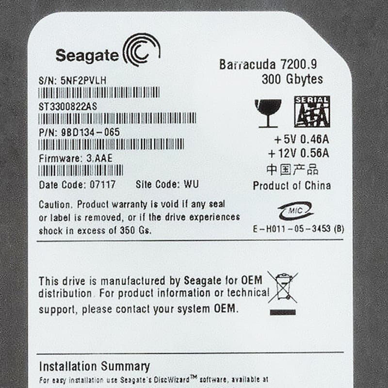 Жесткий диск Seagate ST3300822AS 300Gb 7200 SATAII 3.5" HDD