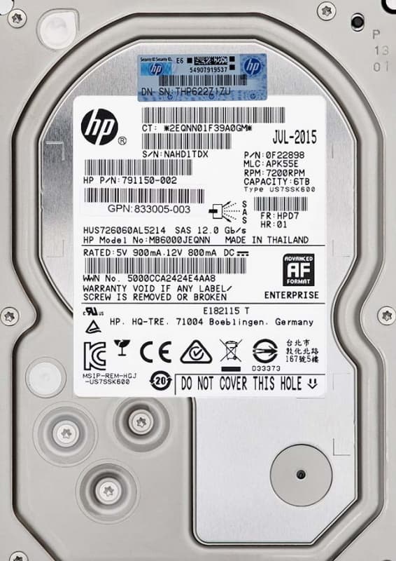 Жесткий диск HP N9X12A 6TB 7200 SAS 3.5" HDD