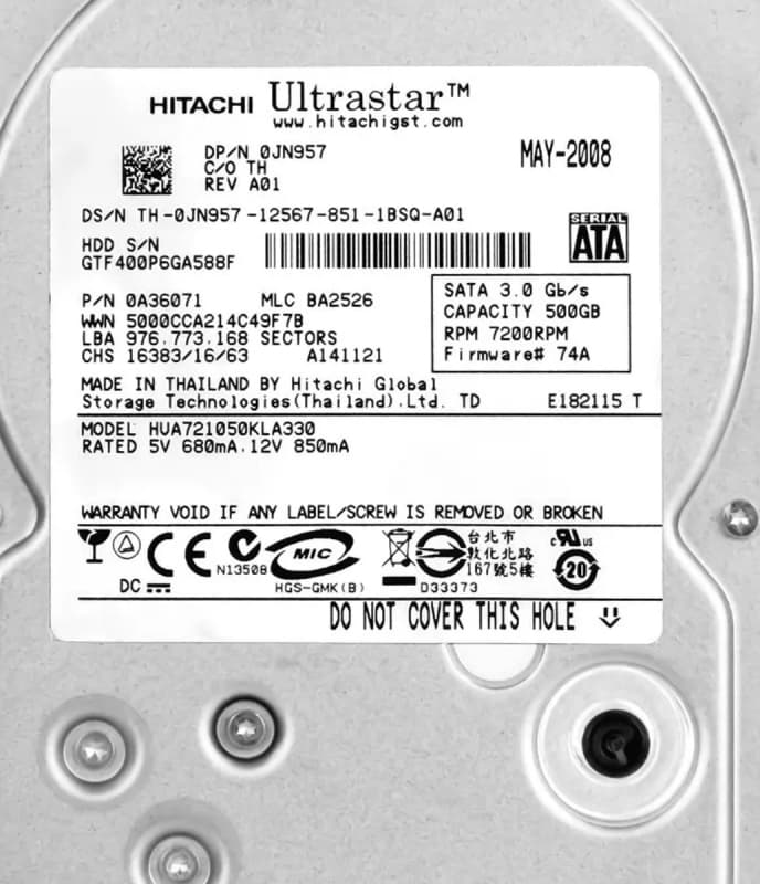 Жесткий диск Dell JN957 500Gb  SATAII 3,5" HDD