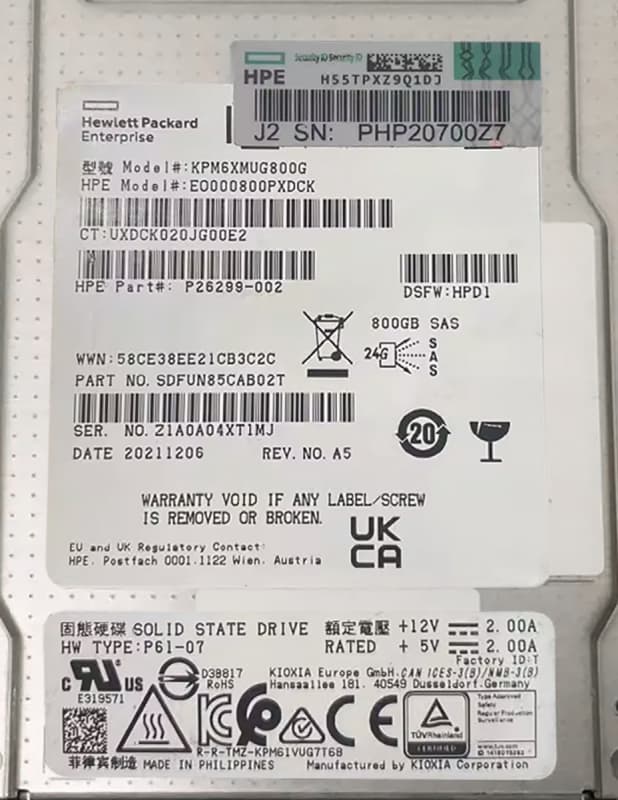 Жесткий диск HP EO000800PXDCK 800Gb SAS 2,5" SSD