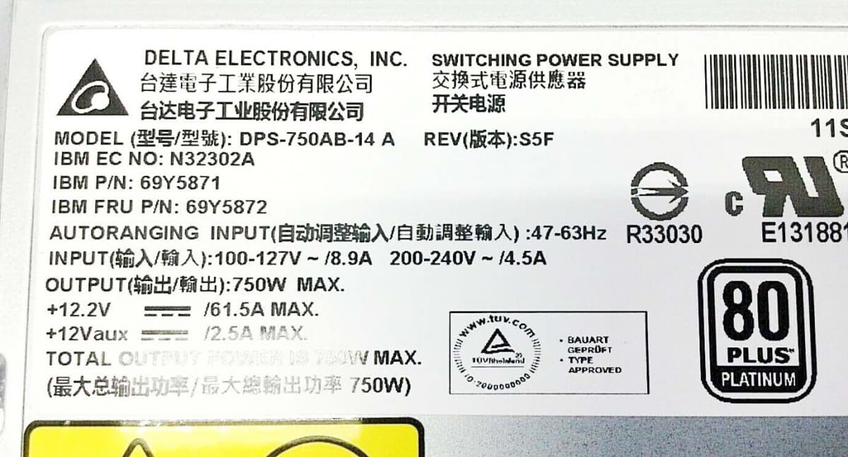 Резервный Блок Питания IBM 69Y5871 750W