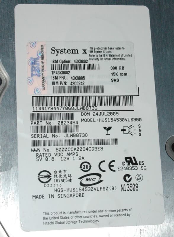 Жесткий диск IBM 0B23464 300Gb  SAS 3,5" HDD