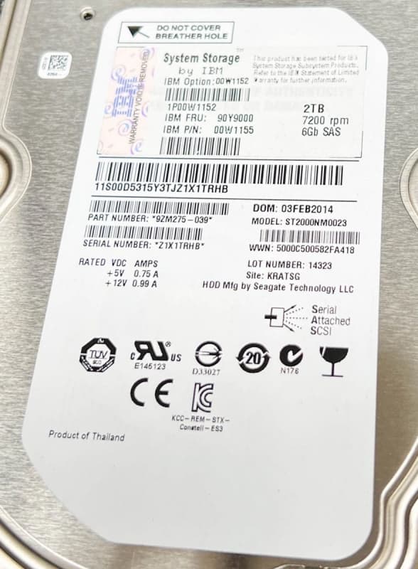 Жесткий диск IBM 9ZM275-039 2Tb  SAS 3,5" HDD