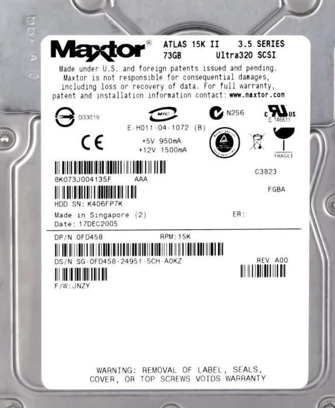 Жесткий диск Dell FD458 73Gb  U320SCSI 3.5" HDD