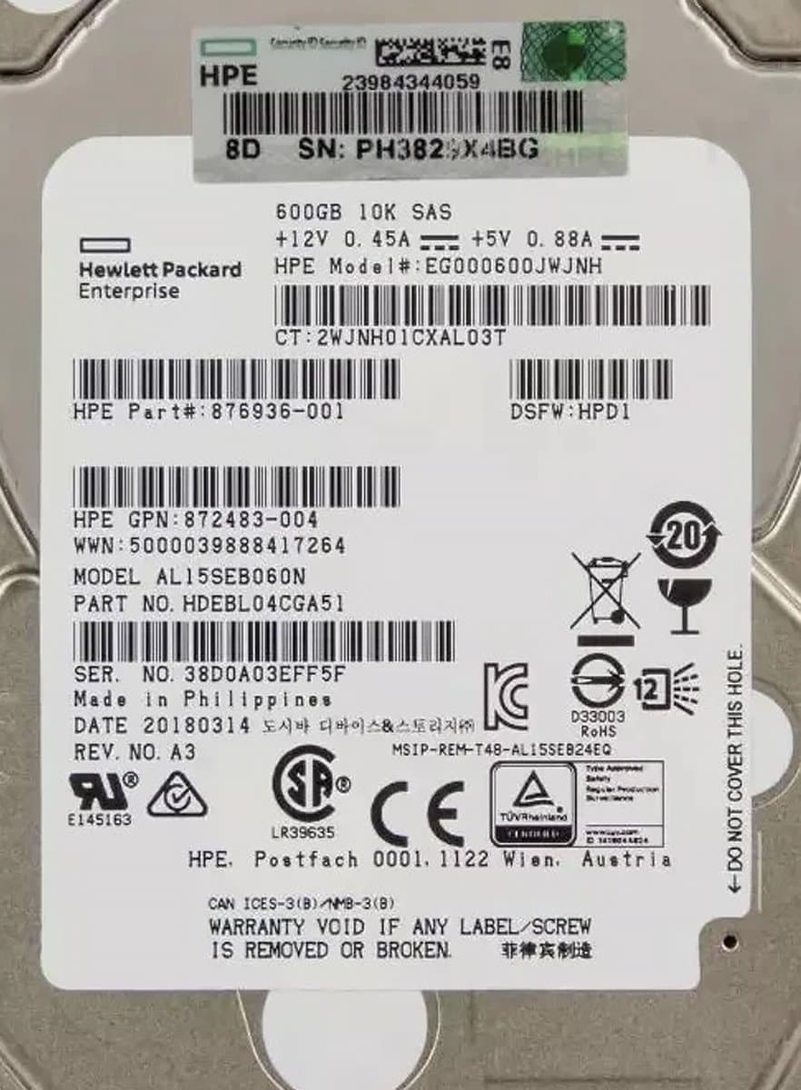 Жесткий диск HP 600Gb 10000 SAS 2.5" HDD 876936-001