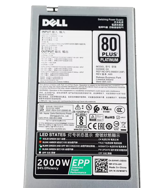 Блок Питания Dell VWWF1 2000W