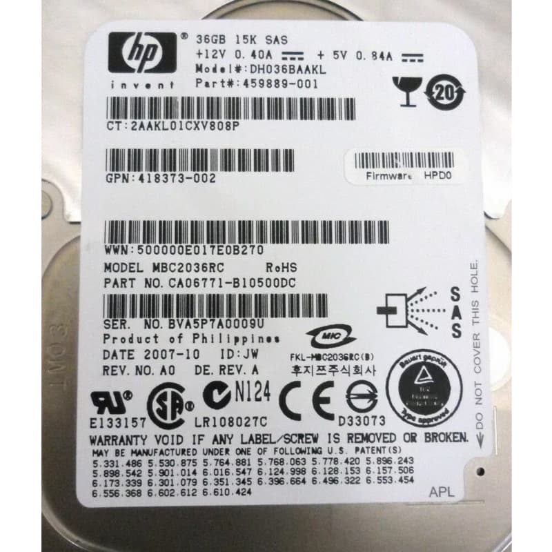 Жесткий диск HP DH036BAAKL 36Gb  SAS 2,5" HDD