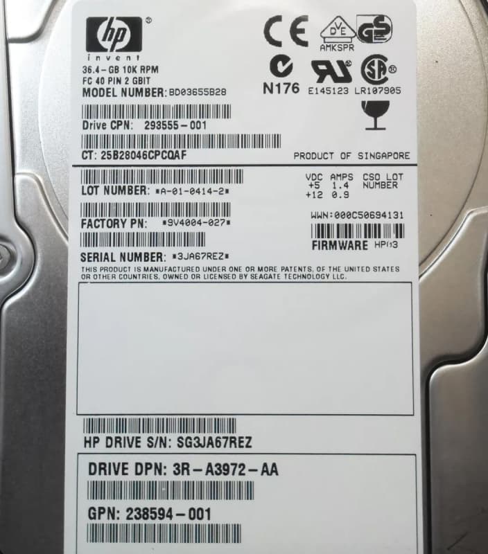 Жесткий диск HP 293555-001 36,4Gb  Fibre Channel  3,5" HDD