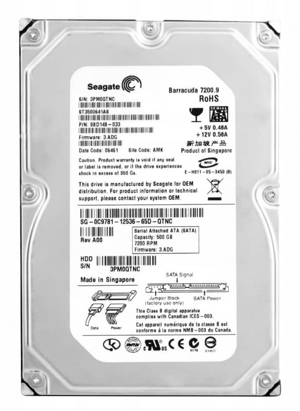 Жесткий диск Seagate 9BD148 500Gb  SATAII 3,5" HDD