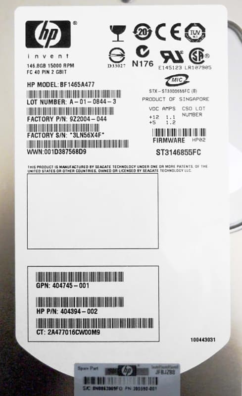 Жесткий диск HP BF1465A477 146,8Gb  Fibre Channel  3,5" HDD