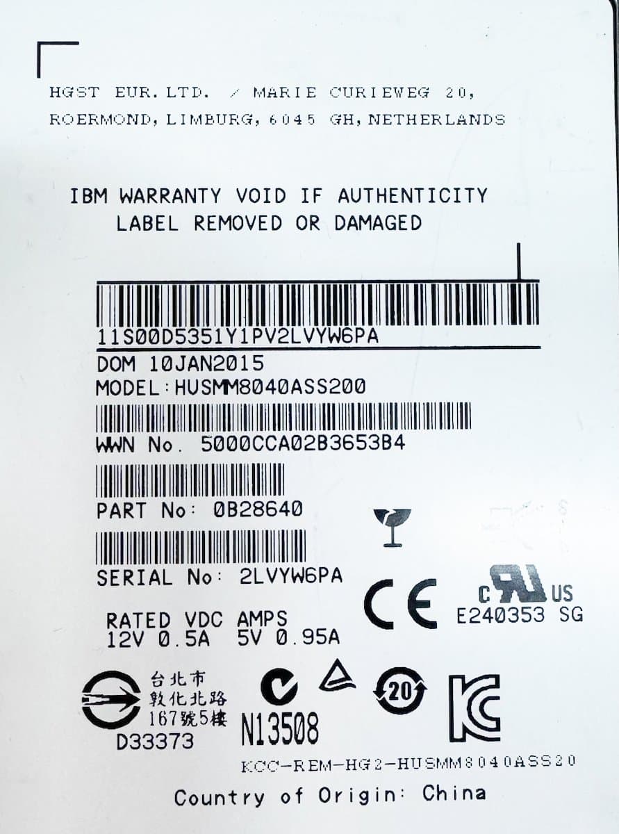 Жесткий диск IBM 400Gb  SAS 2.5" SSD 0B28640
