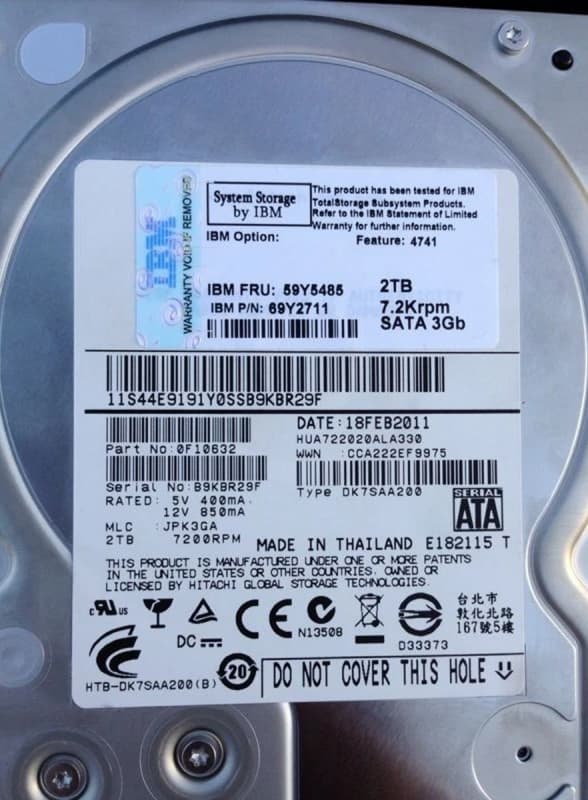 Жесткий диск IBM 69Y2711 2Tb  SATAII 3,5" HDD