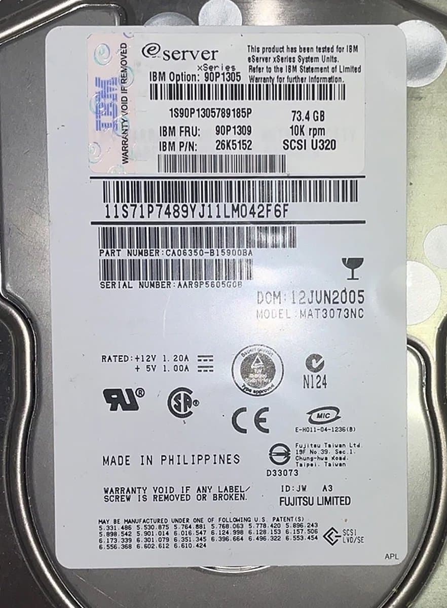 Жесткий диск IBM 146,8Gb 10000 U320SCSI 3.5" HDD CA06350-B25900BA