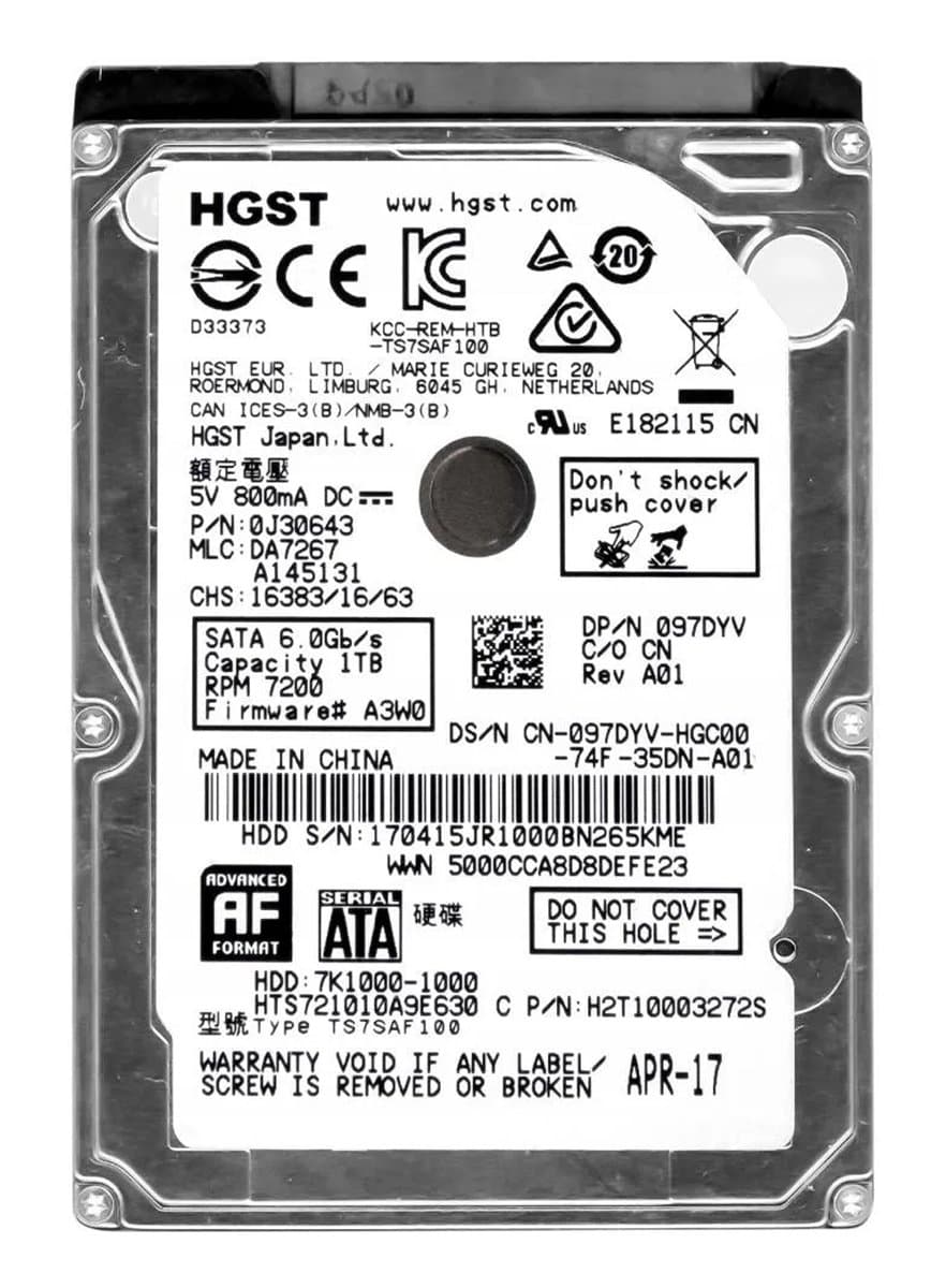 Dell 1Tb 7200 SATAIII 2.5" HDD 097DYV