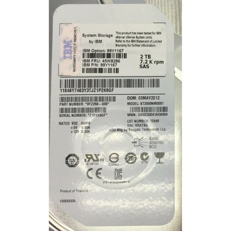 Жесткий диск IBM 45W8286 2Tb SAS 3,5" HDD