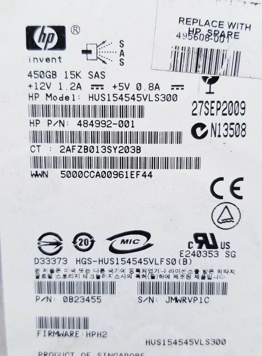Жесткий диск HP 450Gb 15000 SAS 3.5" HDD 484992-001