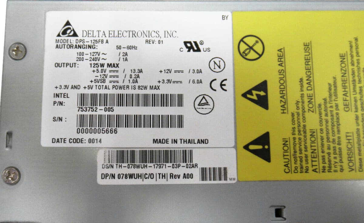 Блок Питания Dell 078WUH 125W