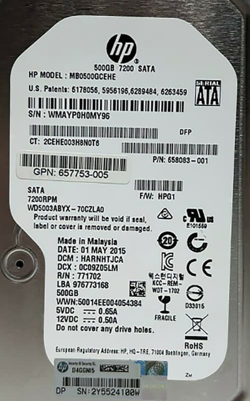 Жесткий диск HP MB0500GCEHE 500Gb SATAIII 3,5" HDD