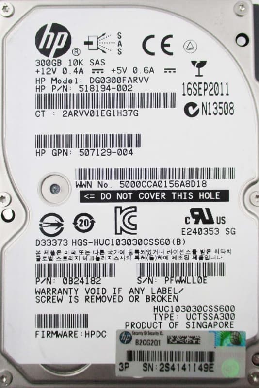 Жесткий диск HP DG0300FARVV 300Gb 10000 SAS 2,5" HDD
