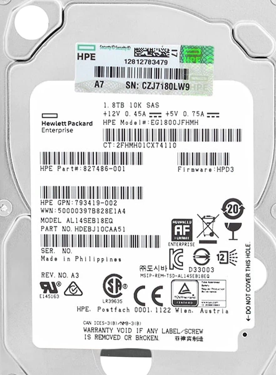 Жесткий диск HP 1,8TB 10000 SAS 2.5" HDD 827486-001