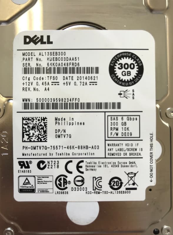Жесткий диск Dell HDEBC03DAA51 300Gb 10500 SAS 2,5" HDD