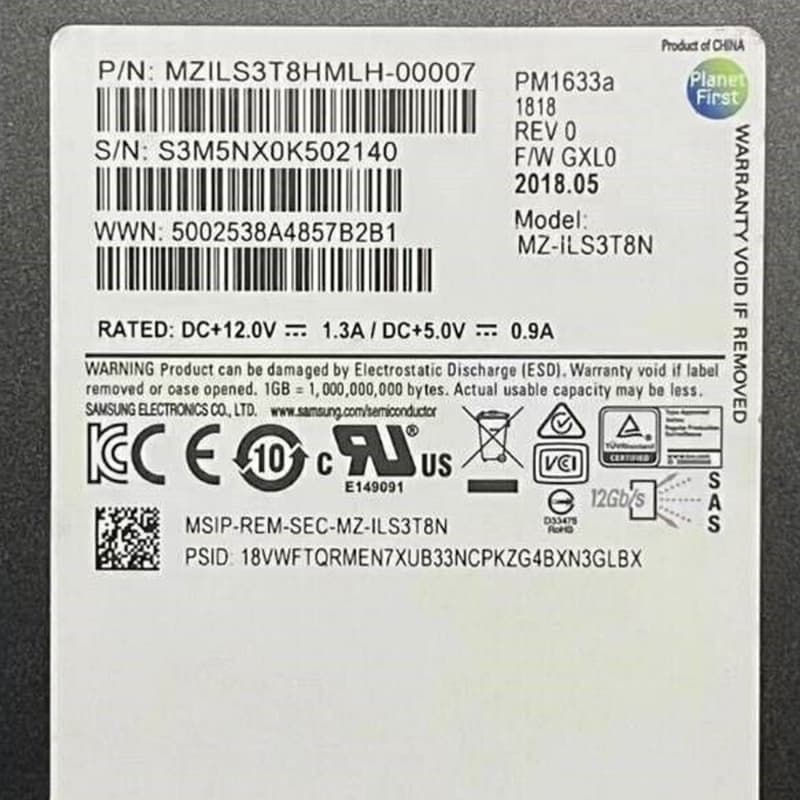 Жесткий Диск Samsung MZILS3T8HMLH-00007 3.84Tb SAS 2.5" SSD