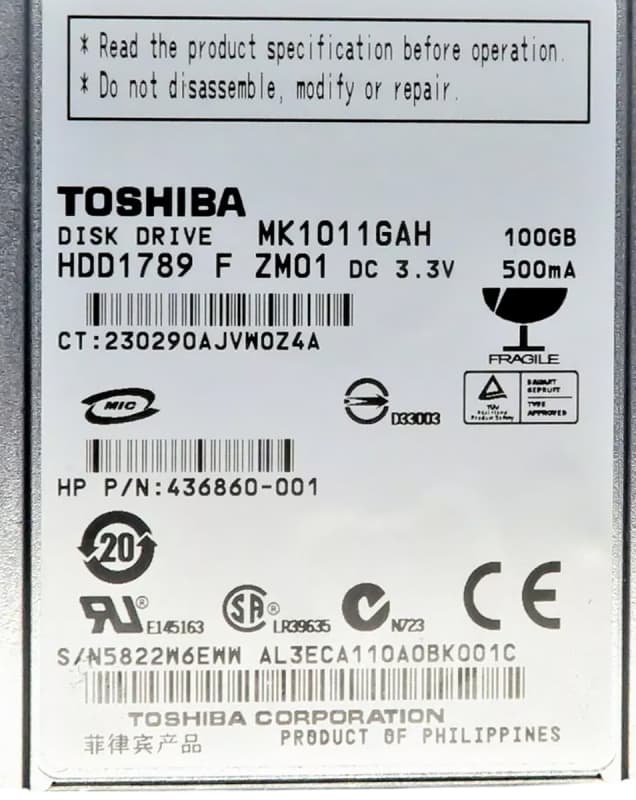 Жесткий диск Toshiba 436860-001 100Gb 4200 IDE 1,8" HDD