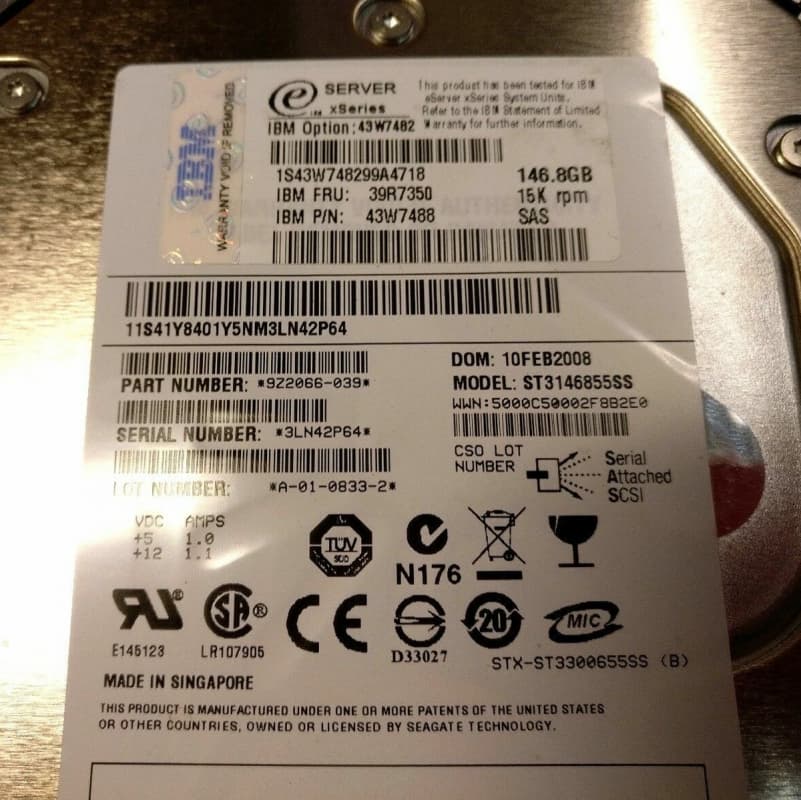 Жесткий диск IBM 9Z2066-039 146,8Gb  SAS 3,5" HDD