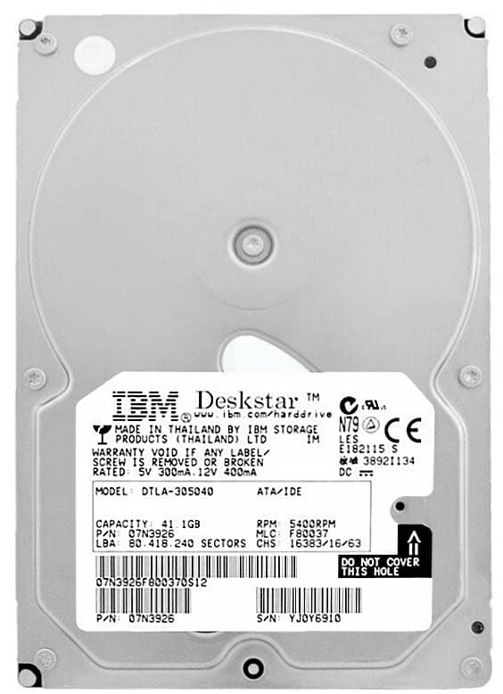 Жесткий диск IBM DTLA-305040 41,1Gb 5400 IDE 3.5" HDD