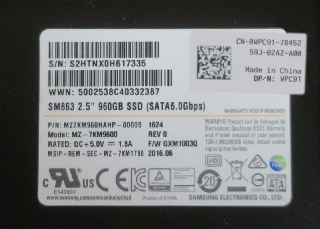 Жесткий диск Dell 0WPC91 960Gb SATAIII 2,5" SSD