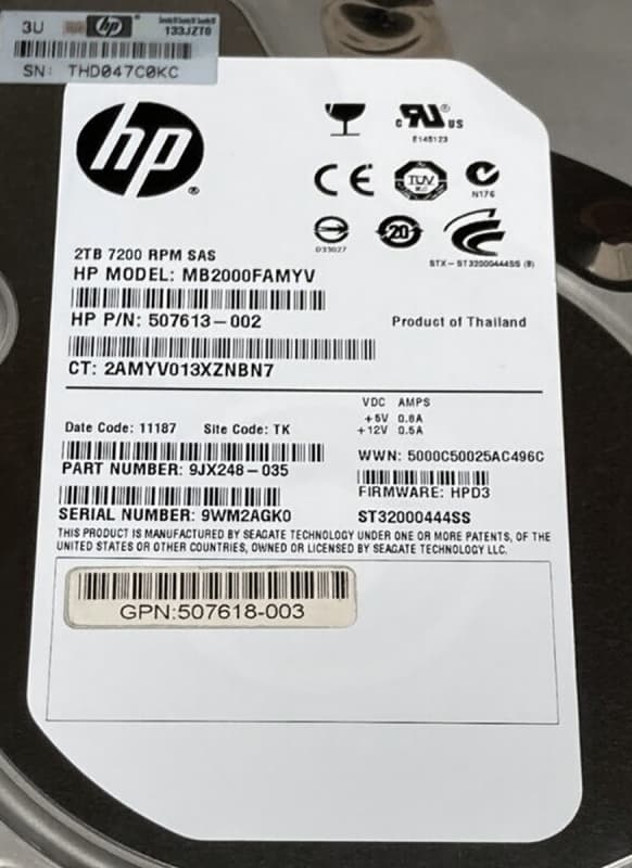 Жесткий диск HP 507613-002 2Tb SAS 3,5" HDD