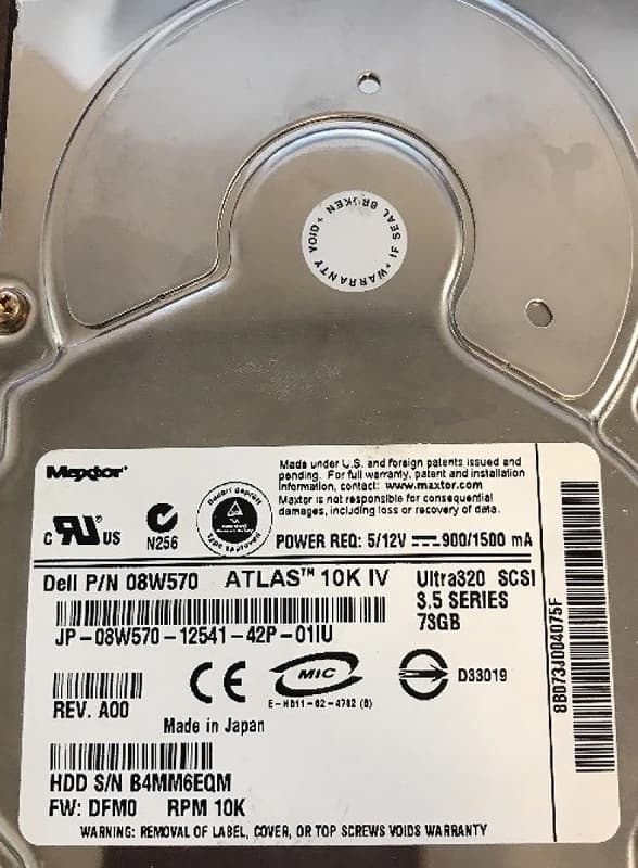 Жесткий диск Dell 8W570 73Gb  U320SCSI 3.5" HDD