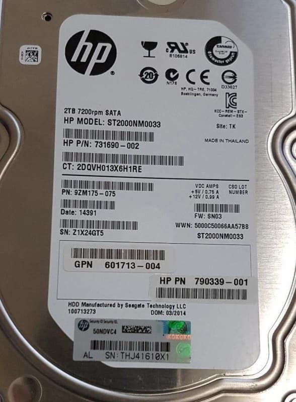Жесткий диск HP 790339-001 2Tb 7200 SAS 3,5" HDD