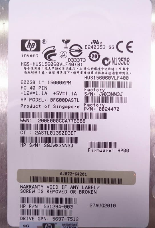 Жесткий диск HP 0B24470 600Gb  Fibre Channel  3,5" HDD