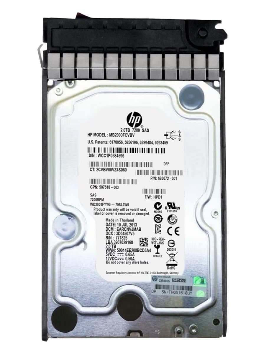Жесткий диск HP 2Tb 7200 SAS 3.5" HDD MB2000FCVBV
