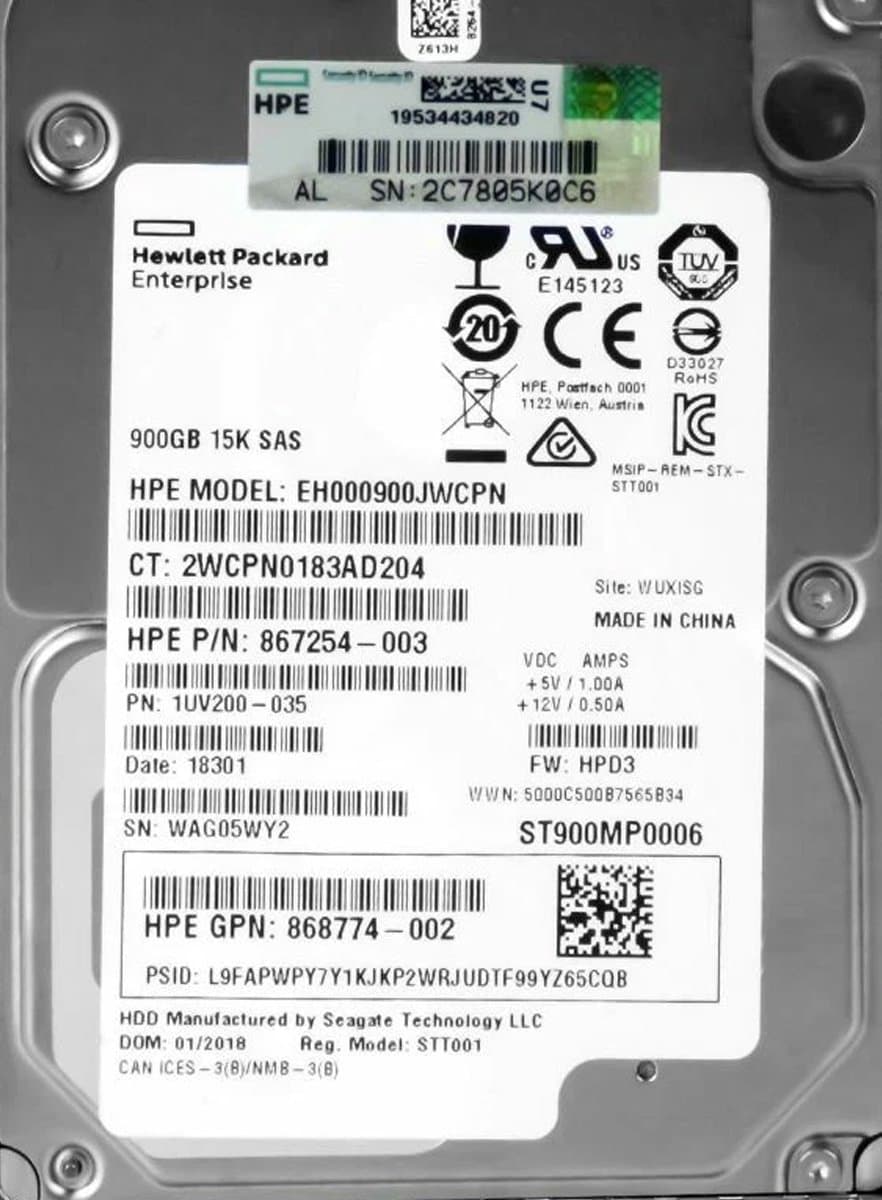 Жесткий диск HP 900Gb 15000 SAS 2.5" HDD 867254-003