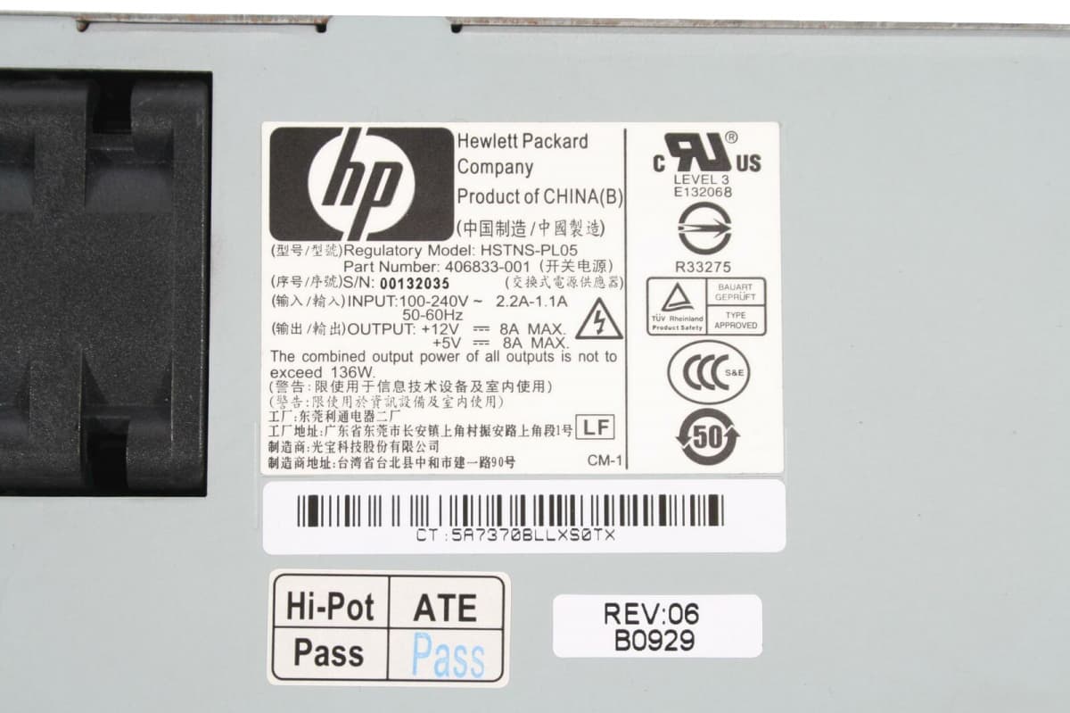 Блок Питания HP HSTNS-PL05 136W