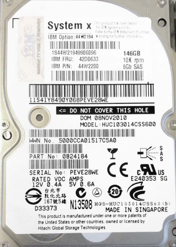 Жесткий диск IBM 44W2200 146Gb 10000 SAS 2,5" HDD