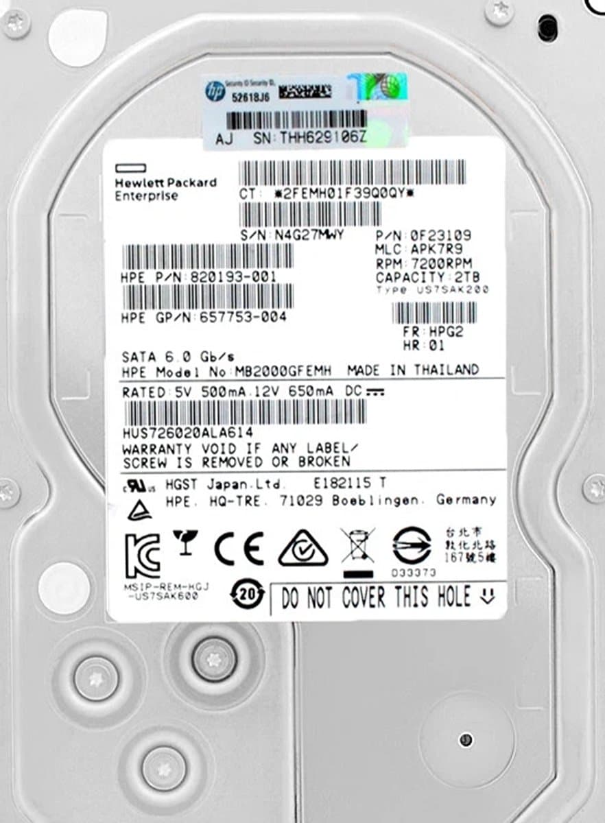 Жесткий диск HP 2Tb 7200 SATAIII 3.5" HDD 0F23109