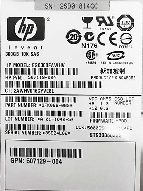 Жесткий диск HP 507119-004 300Gb 10000 SAS 2,5" HDD