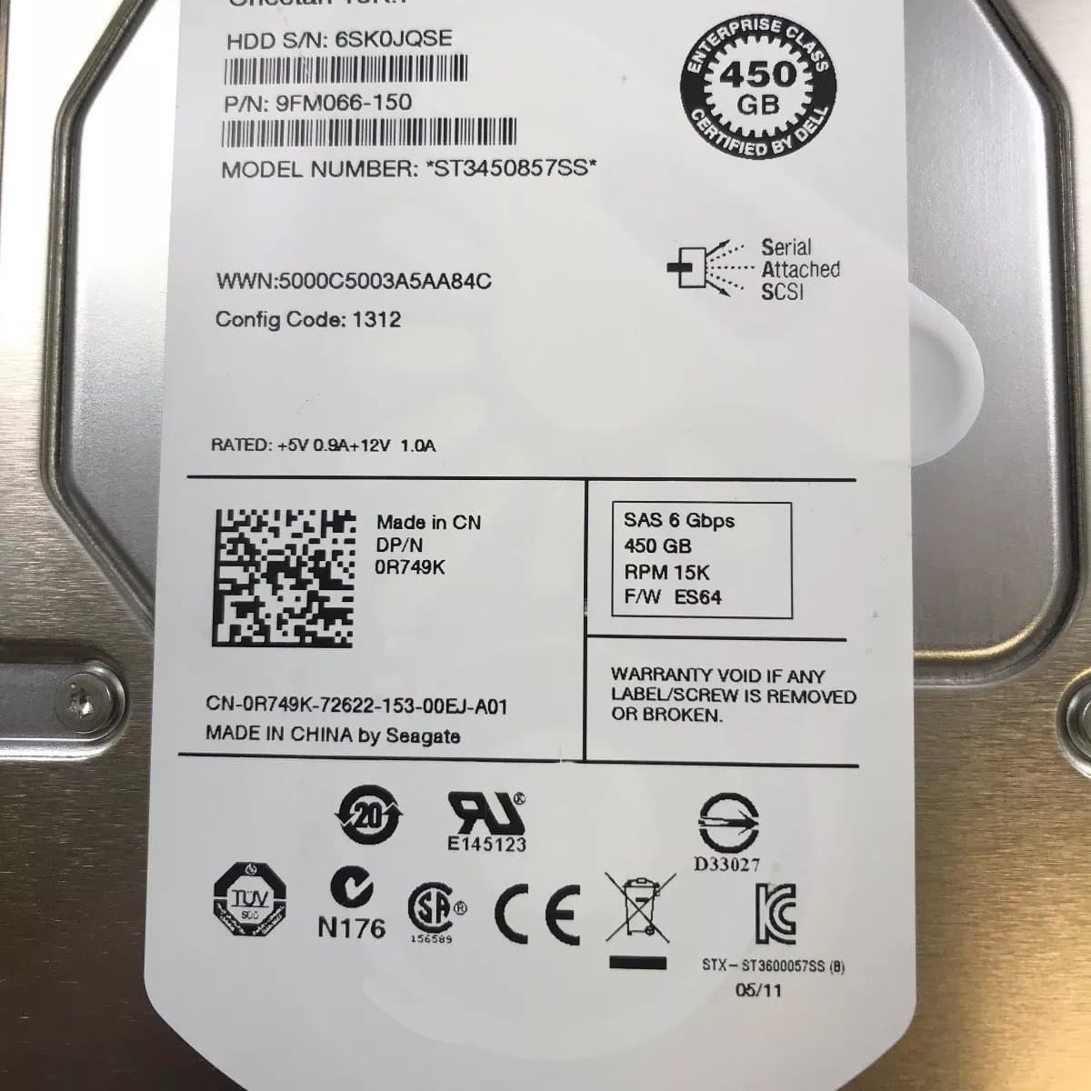 Жесткий диск Dell 450Gb 15000 SAS 3.5" HDD 0D623D
