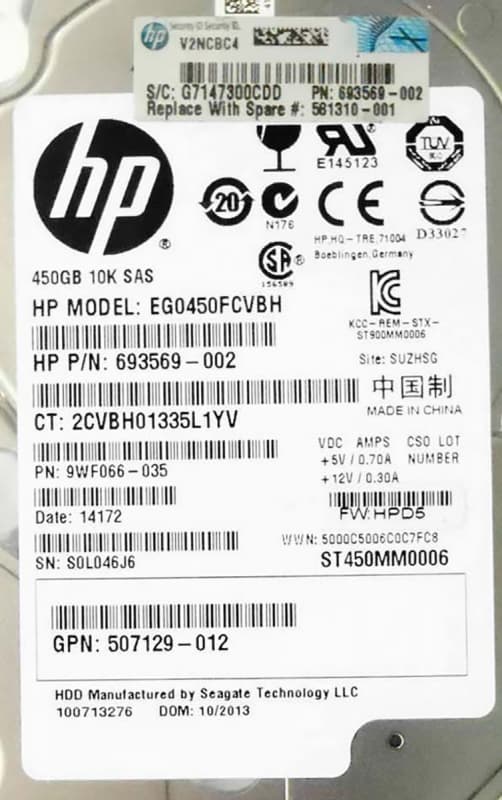 Жесткий диск HP 693569-002 450Gb 10000 SAS 2,5" HDD