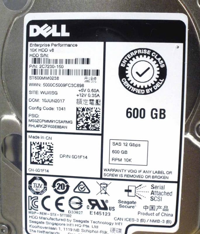 Жесткий диск Dell D1F14 600Gb SAS 2,5" HDD