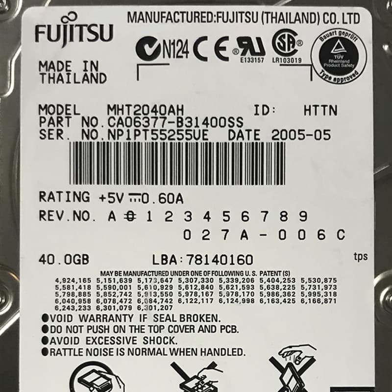 Жесткий диск Fujitsu CA06377-B31400SS 40Gb 5400 IDE 2,5" HDD