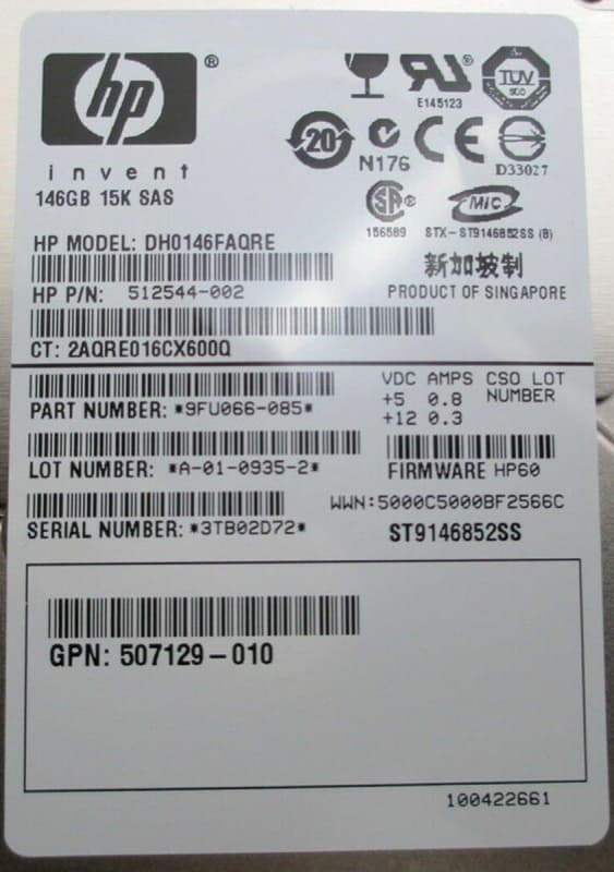 Жесткий диск HP 512544-002 146Gb  SAS 2,5" HDD