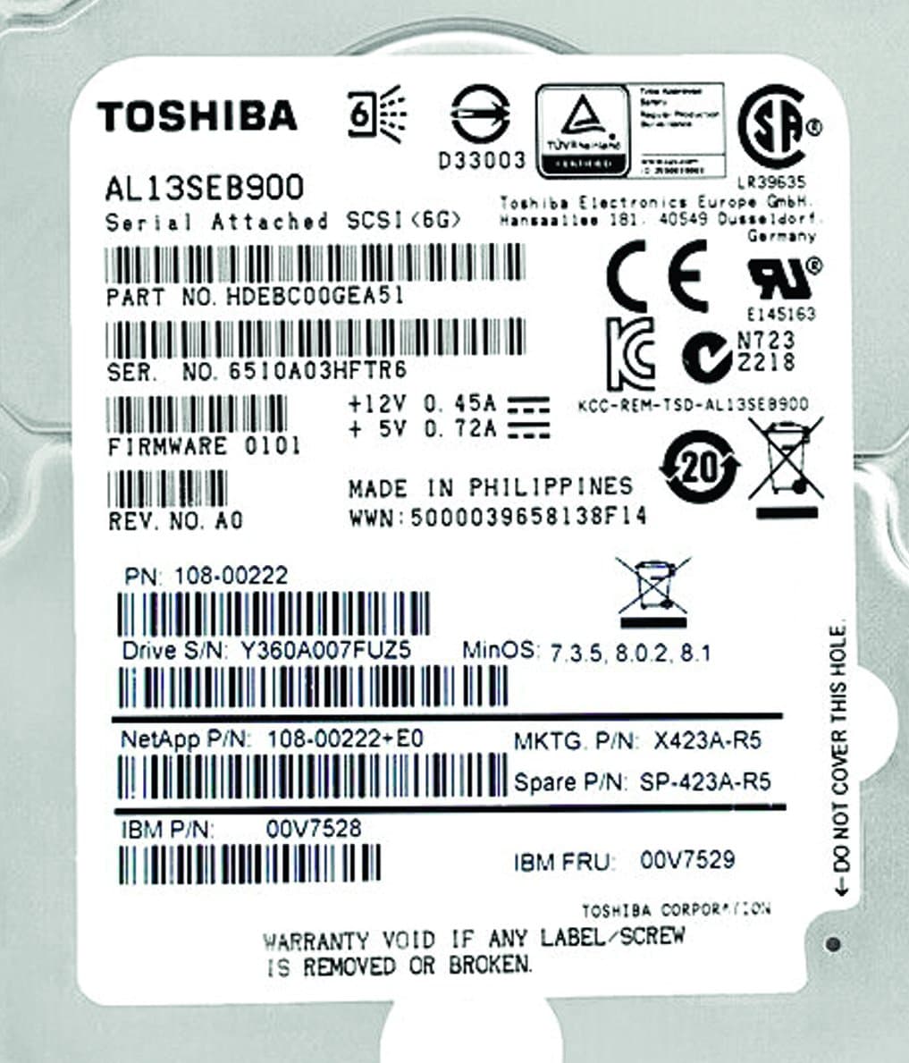 Жесткий диск NetApp 900Gb 10000 SAS 2.5" HDD 00V7529