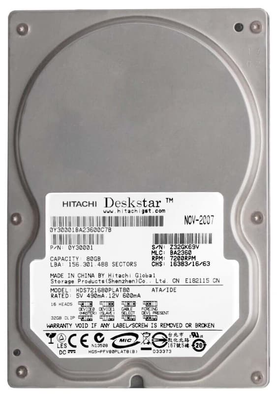 Жесткий диск Hitachi 0A33996 82Gb 7200 IDE 3.5" HDD