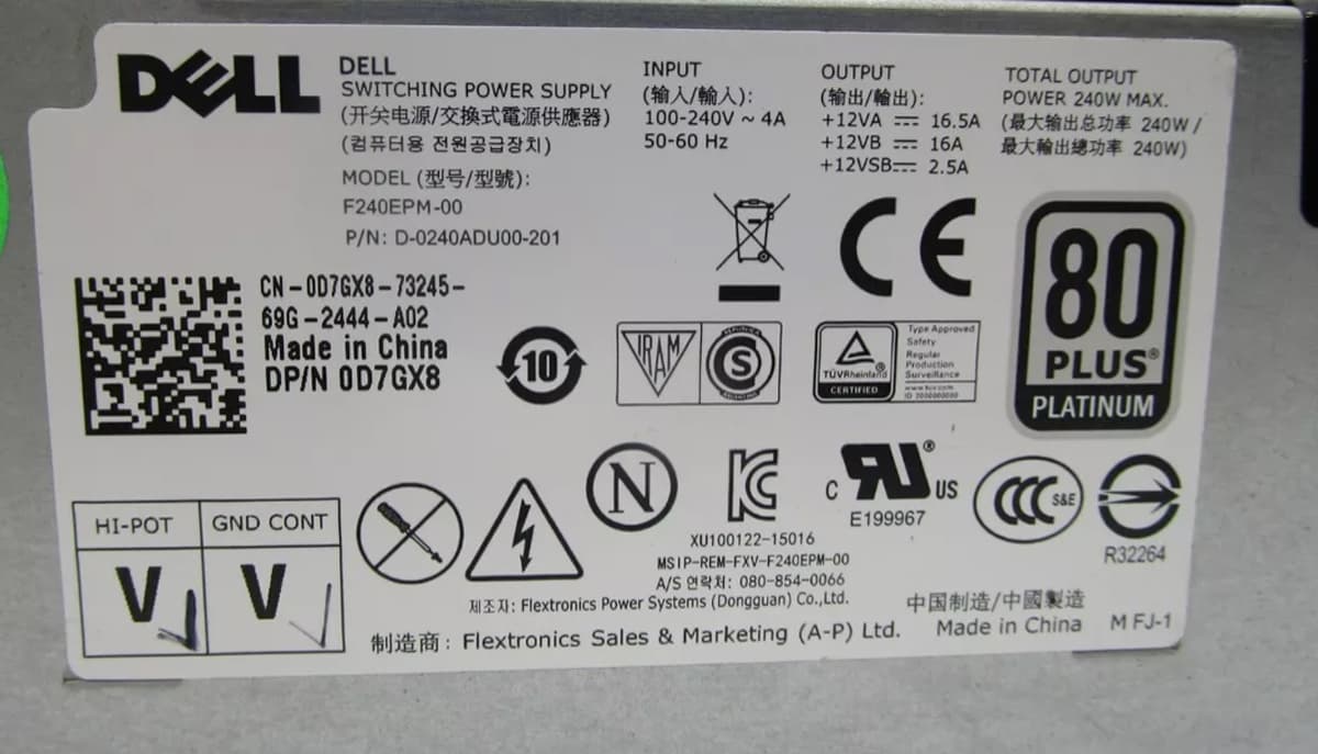 Блок Питания Dell D-0240ADU00-201 240W