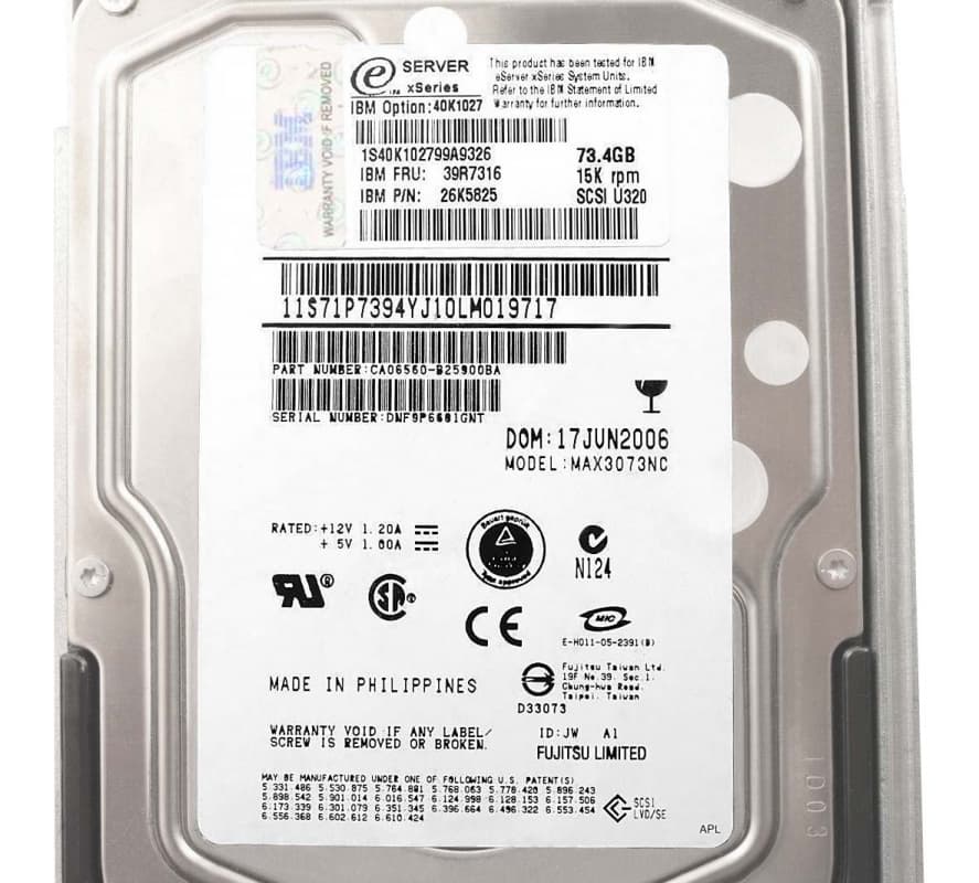 Жесткий диск IBM CA06560-B25900BA 73,4Gb 15000 U320SCSI 3.5" HDD